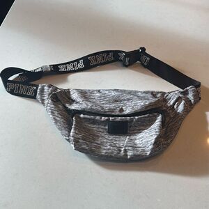 Victoria Secret pink Fanny pak, large size black white adjustable straps, 2 zip.